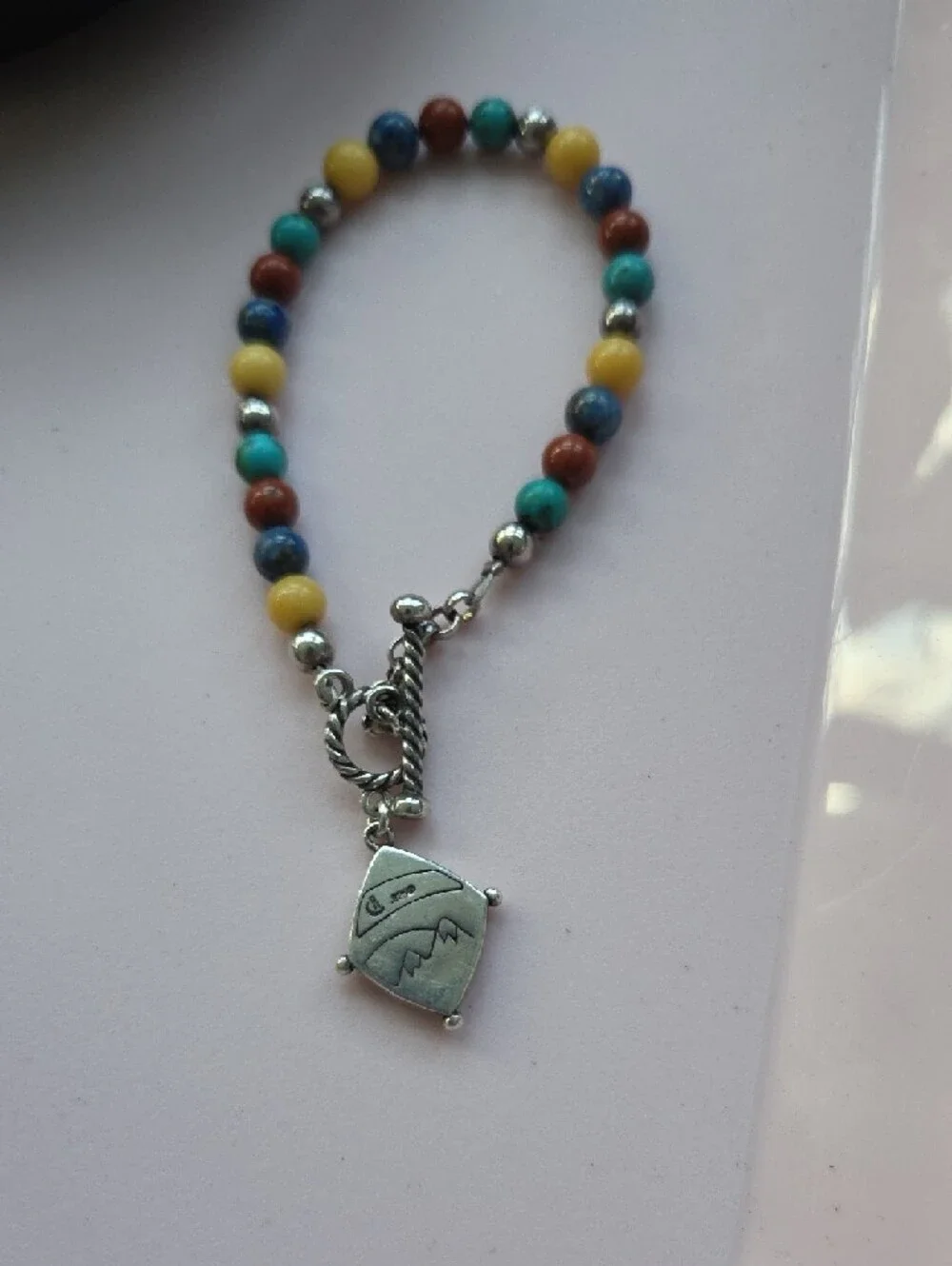 Carolyn Pollack Sterling Silver Mountain Pendant Bracelet With Colored Stones - Picture 4 of 5